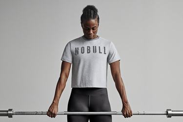 Nobull Boxy Women's T Shirts Light Grey | Australia (YZ4679)